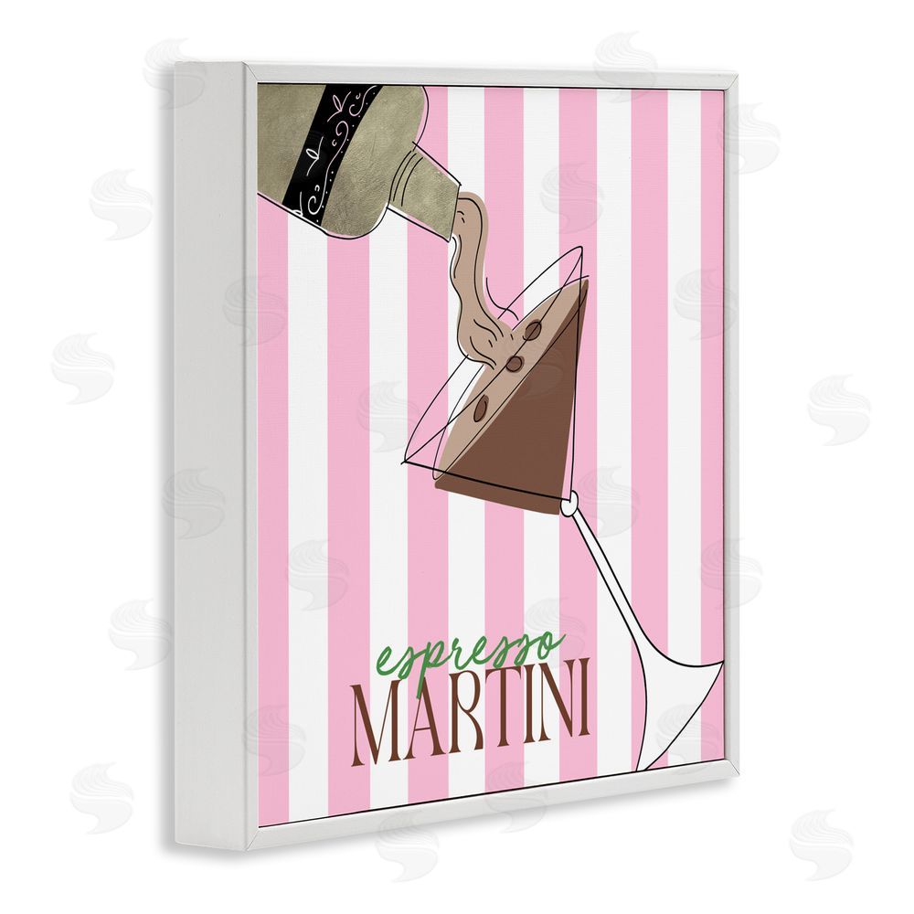Sundance Graphics Espresso Martini Pink Stripes White Framed Giclee Wall Art Print