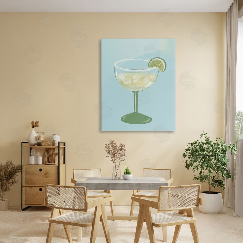 Sundance Graphics Margarita Glass over Blue Canvas Wall Art Print in Room