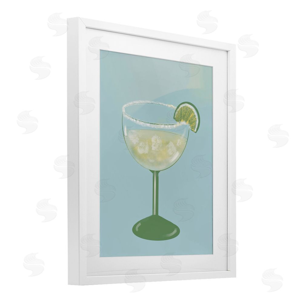 Sundance Graphics Margarita Glass over Blue White Framed Print Under Glass Wall Art