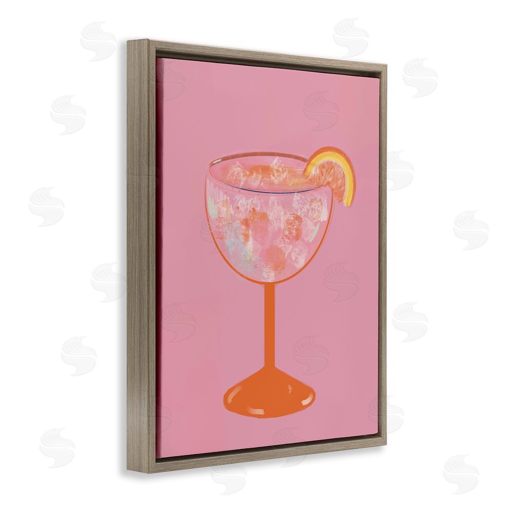 Sundance Graphics Paloma Glass over Pink Brown Floating Frame Canvas Wall Art Print