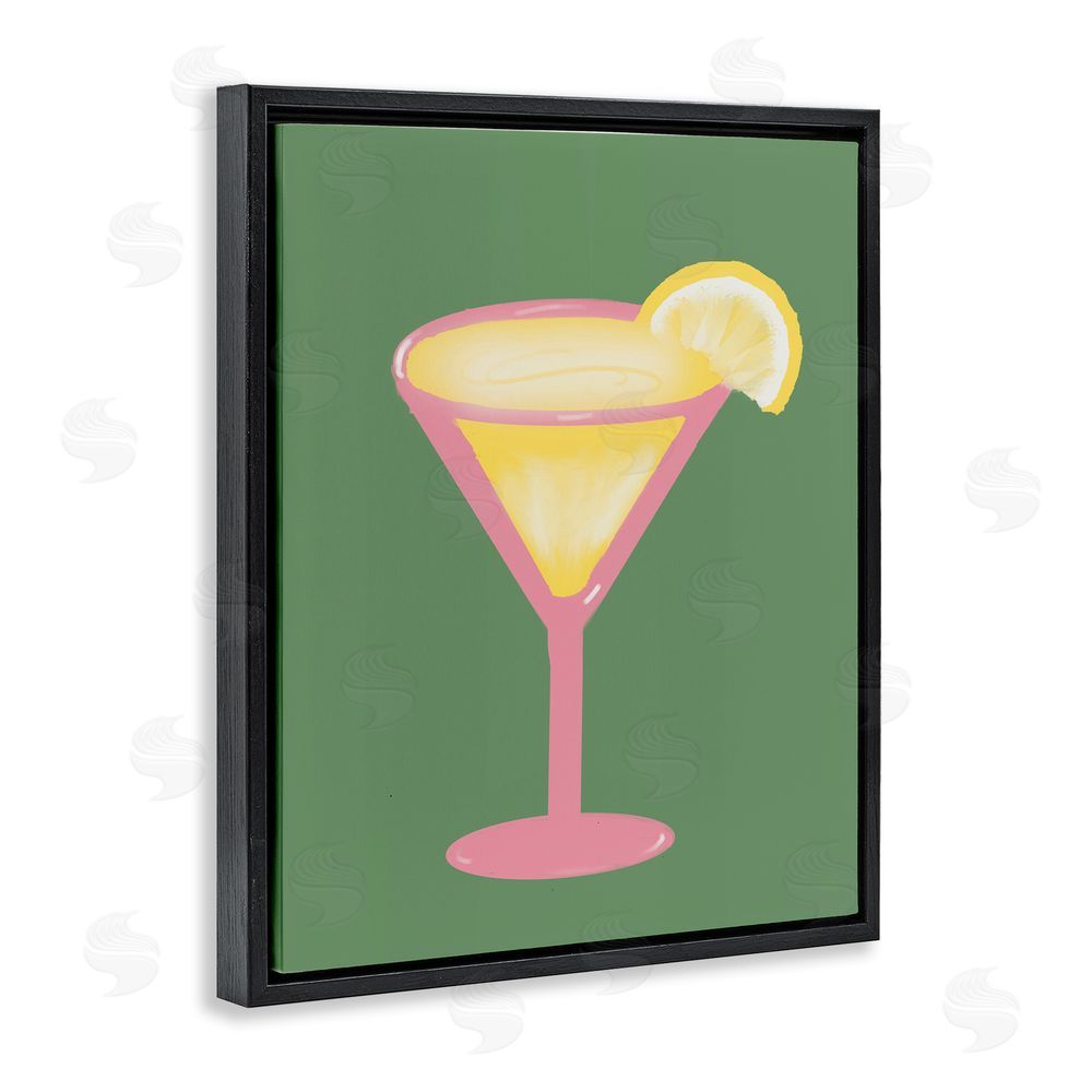 Sundance Graphics Lemon Drop Glass over Green Black Floating Frame Canvas Wall Art Print