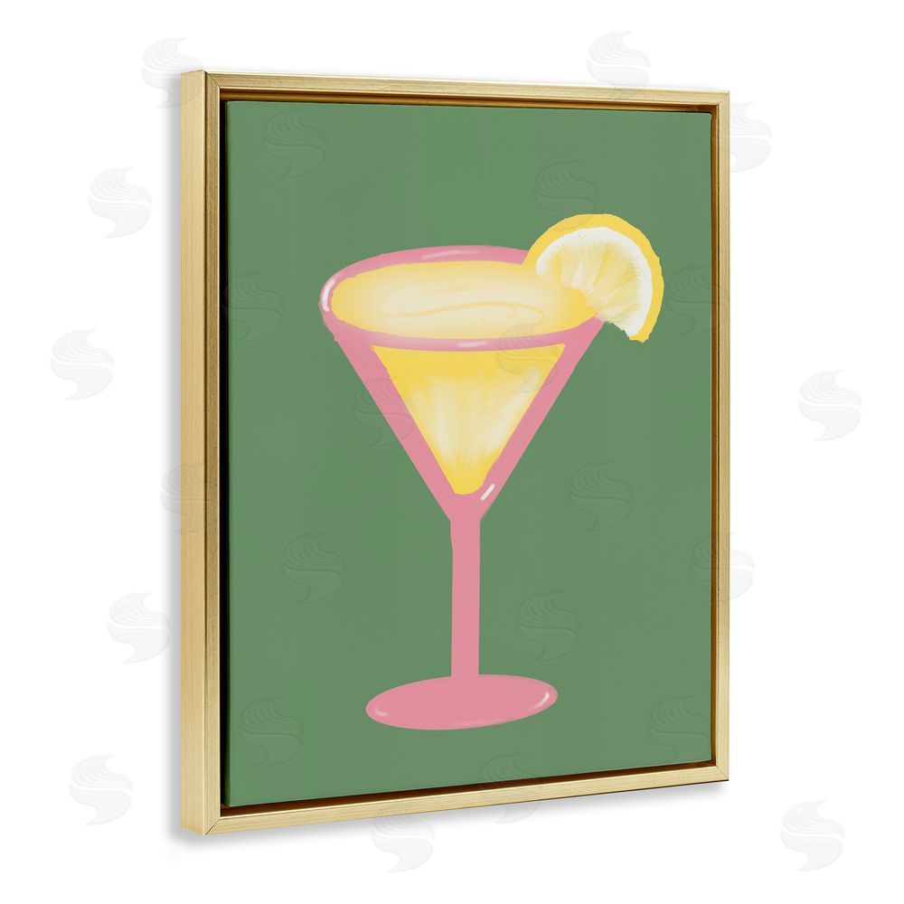 Sundance Graphics Lemon Drop Glass over Green Gold Floating Frame Canvas Wall Art Print