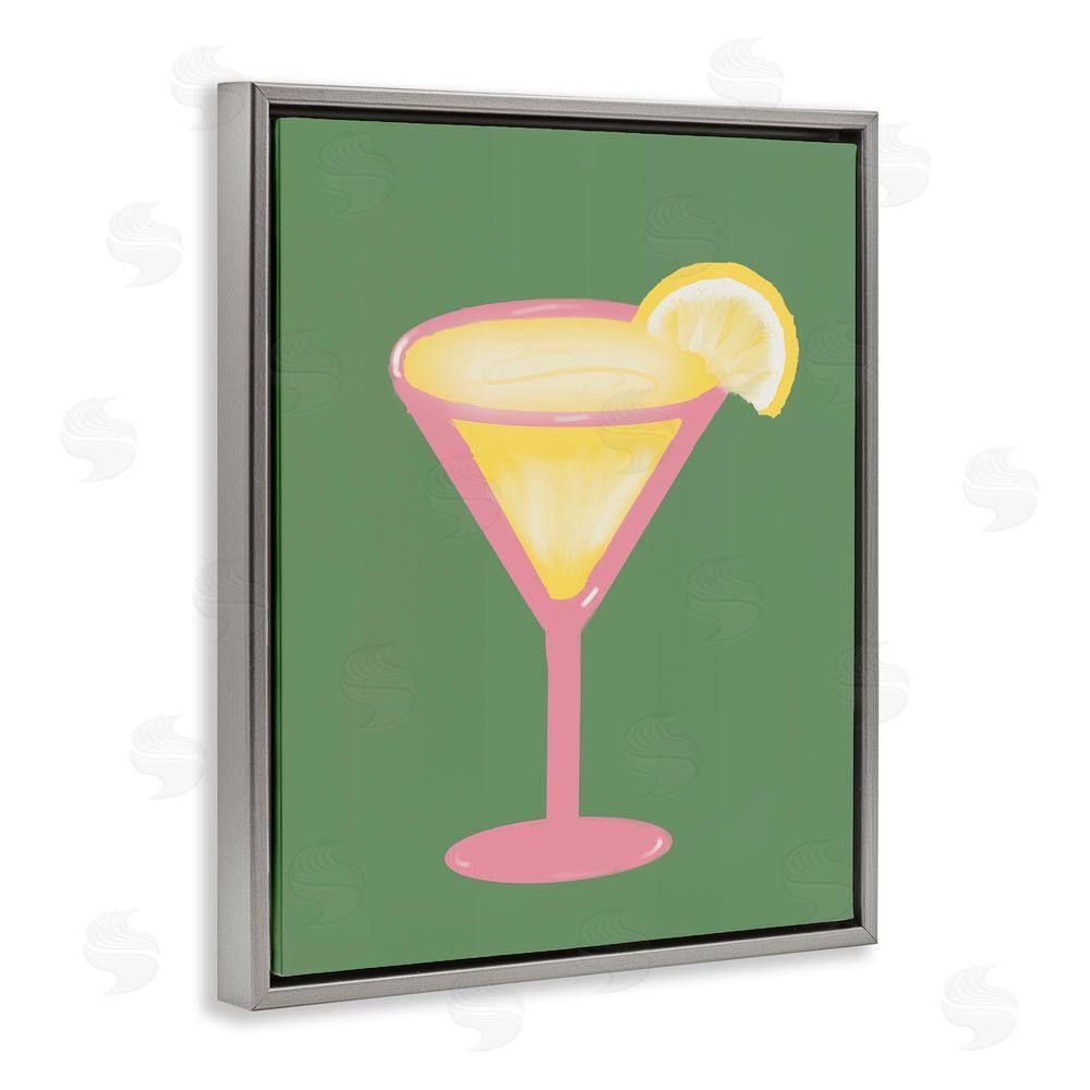 Sundance Graphics Lemon Drop Glass over Green Gray Floating Frame Canvas Wall Art Print