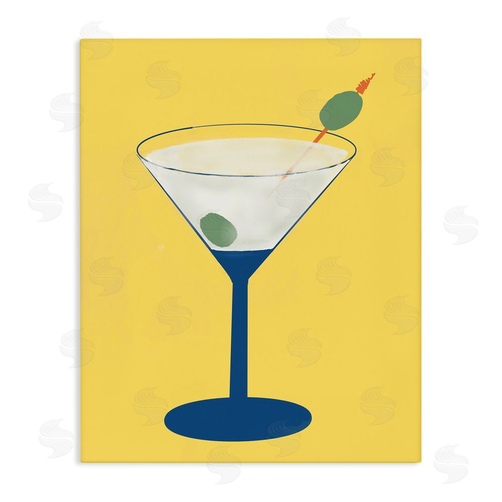 Sundance Graphics Martini Glass over Yellow Canvas Wall Art Print