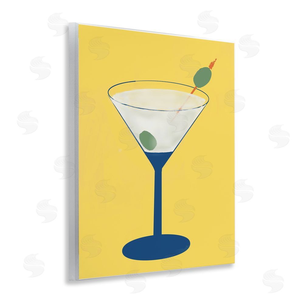 Sundance Graphics Martini Glass over Yellow Wall Plaque Printed Art