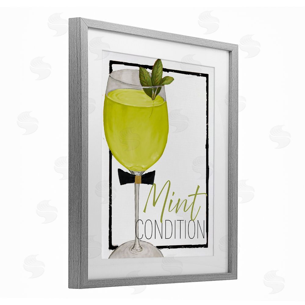 Sundance Graphics Mint Condition Cocktail Gray Framed Print Under Glass Wall Art