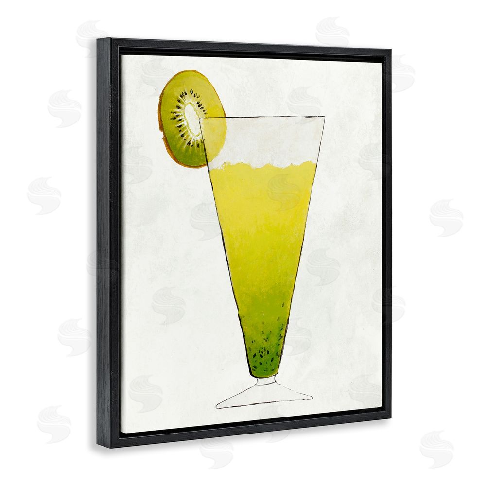 Sundance Graphics Summer Cocktail Kiwi Slice Black Floating Frame Canvas Wall Art Print
