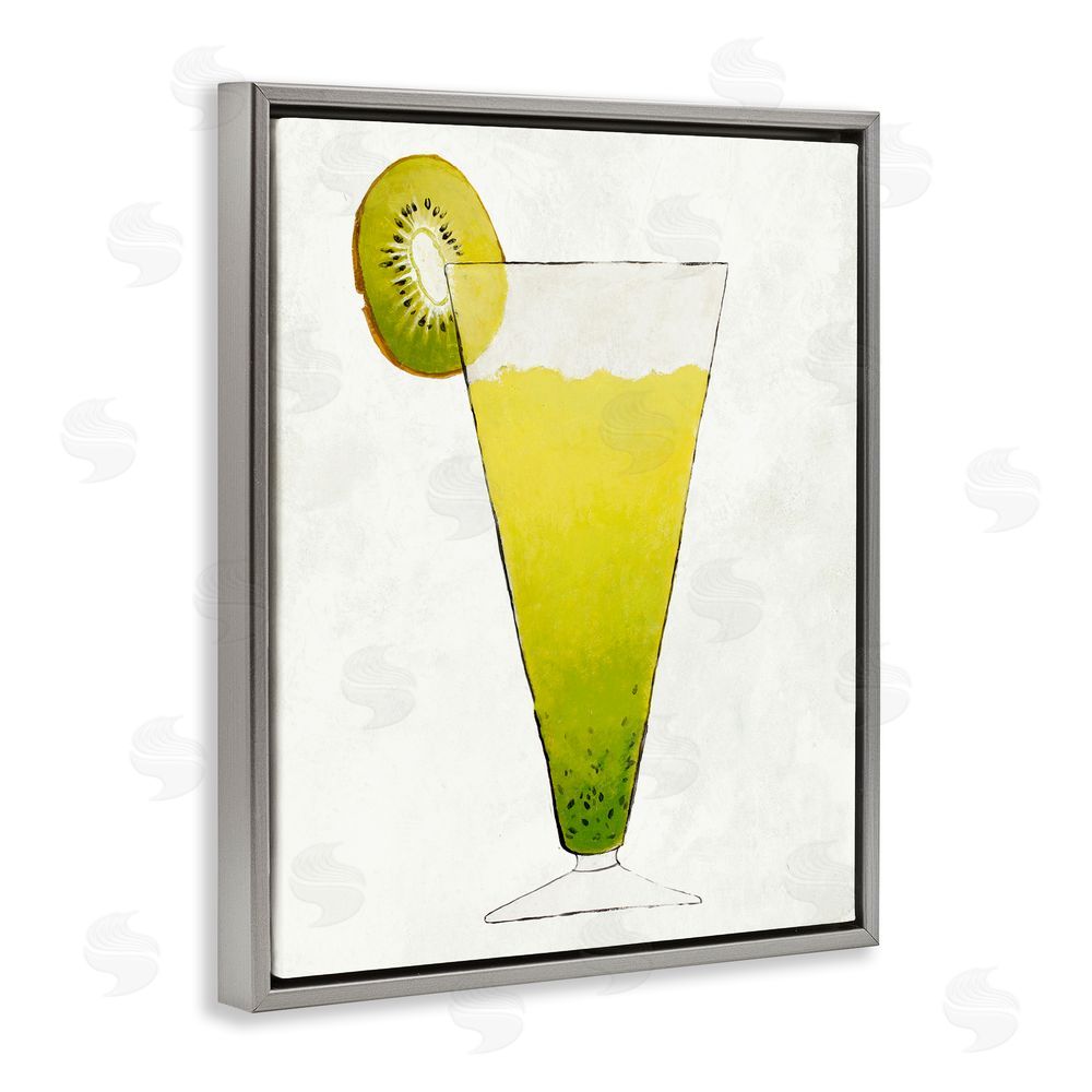Sundance Graphics Summer Cocktail Kiwi Slice Gray Floating Frame Canvas Wall Art Print