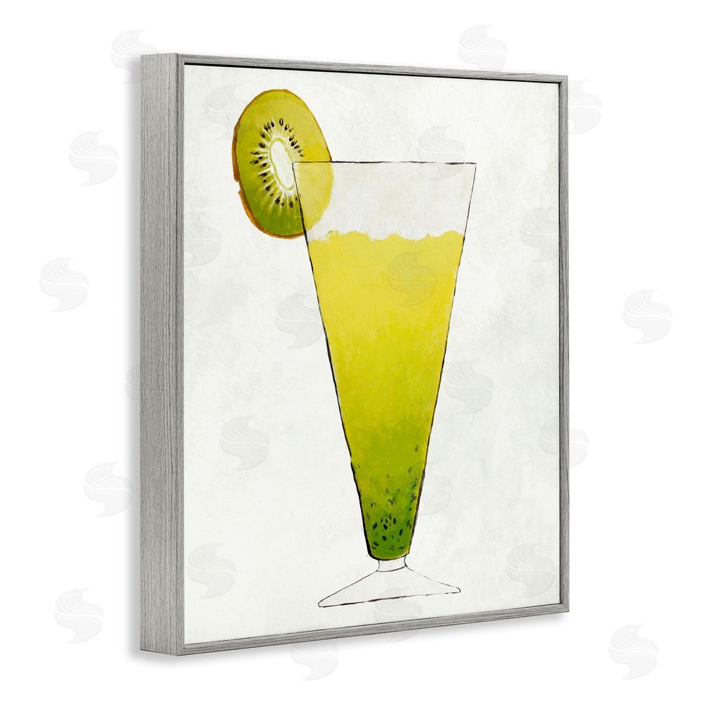 Sundance Graphics Summer Cocktail Kiwi Slice Gray Framed Giclee Wall Art Print