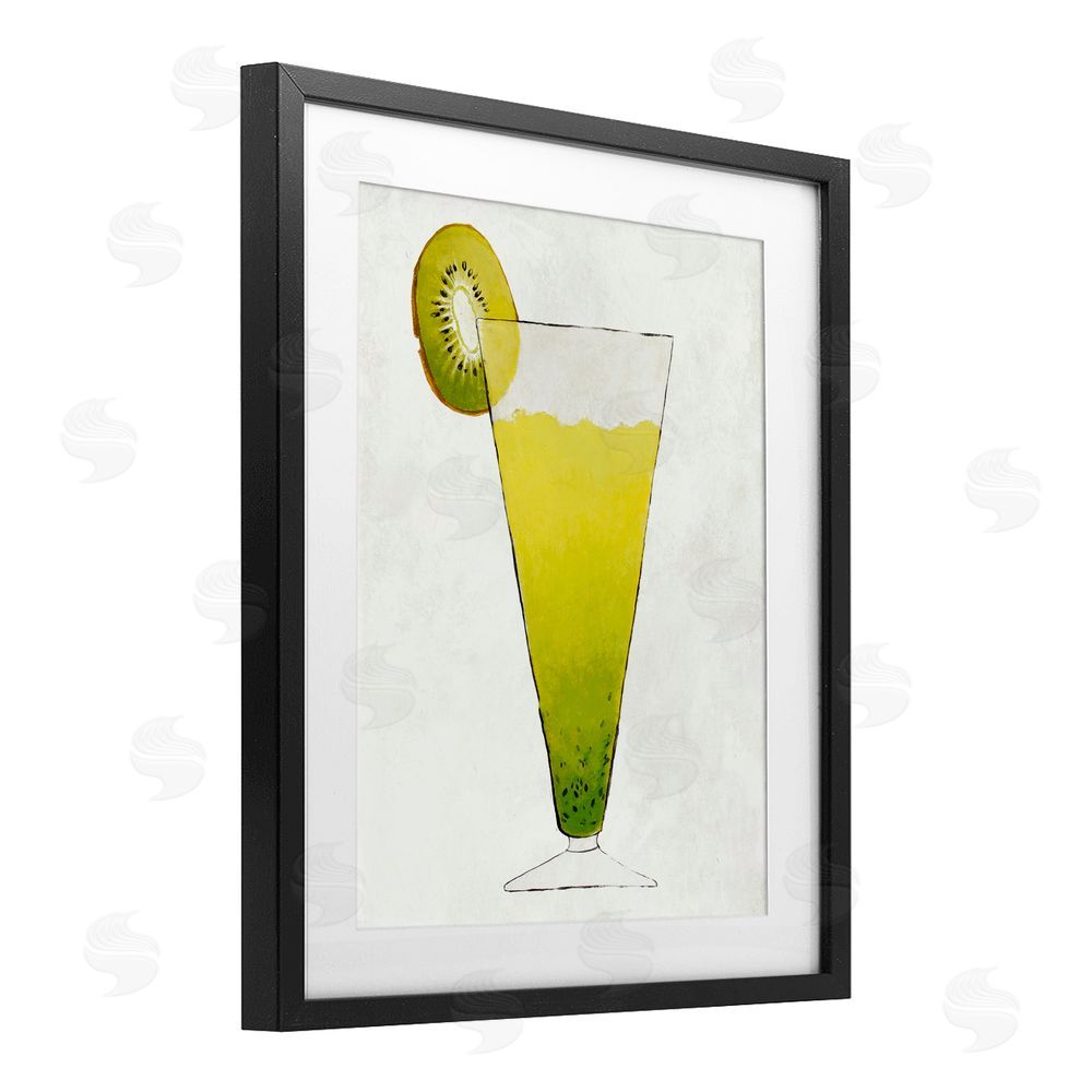Sundance Graphics Summer Cocktail Kiwi Slice Black Framed Print Under Glass Wall Art