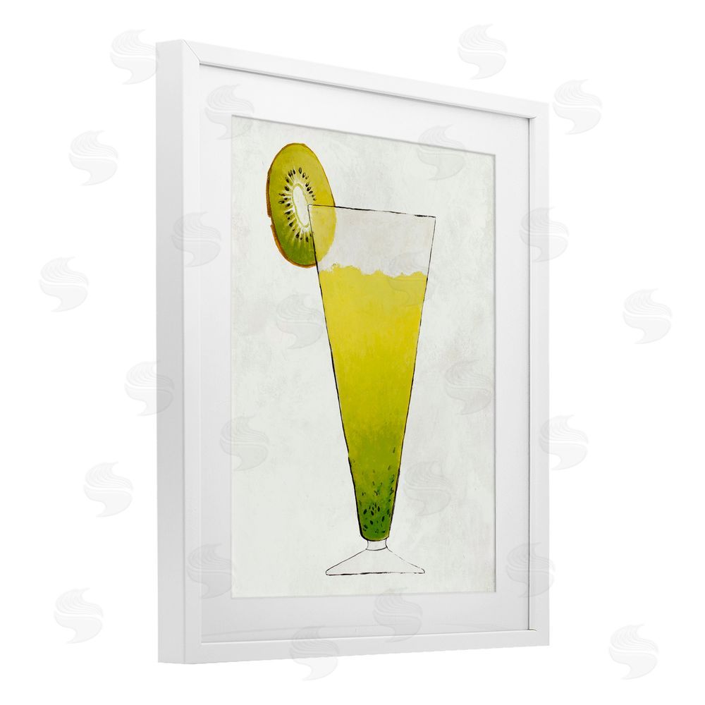 Sundance Graphics Summer Cocktail Kiwi Slice White Framed Print Under Glass Wall Art