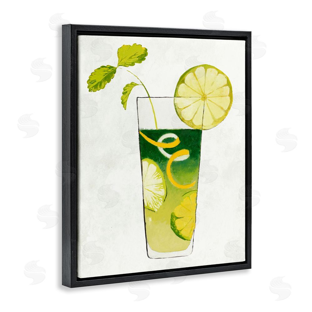 Sundance Graphics Summer Cocktail Lime Mint Black Floating Frame Canvas Wall Art Print