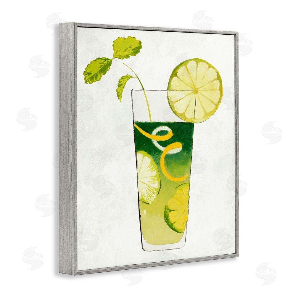 Sundance Graphics Summer Cocktail Lime Mint Gray Framed Giclee Wall Art Print