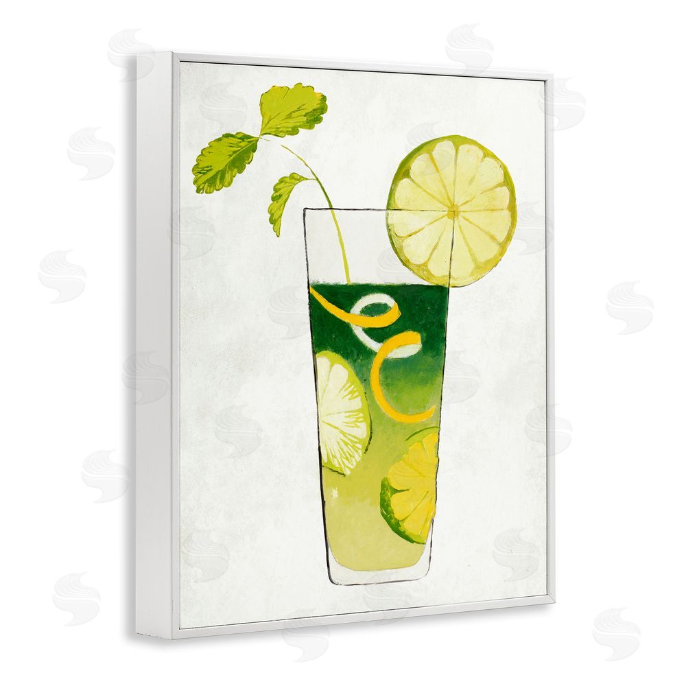 Sundance Graphics Summer Cocktail Lime Mint White Framed Giclee Wall Art Print