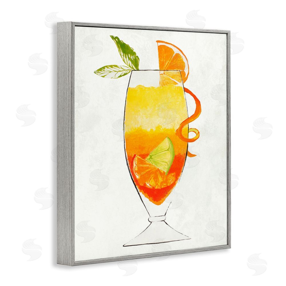 Sundance Graphics Summer Cocktail Orange Fruit Gray Framed Giclee Wall Art Print
