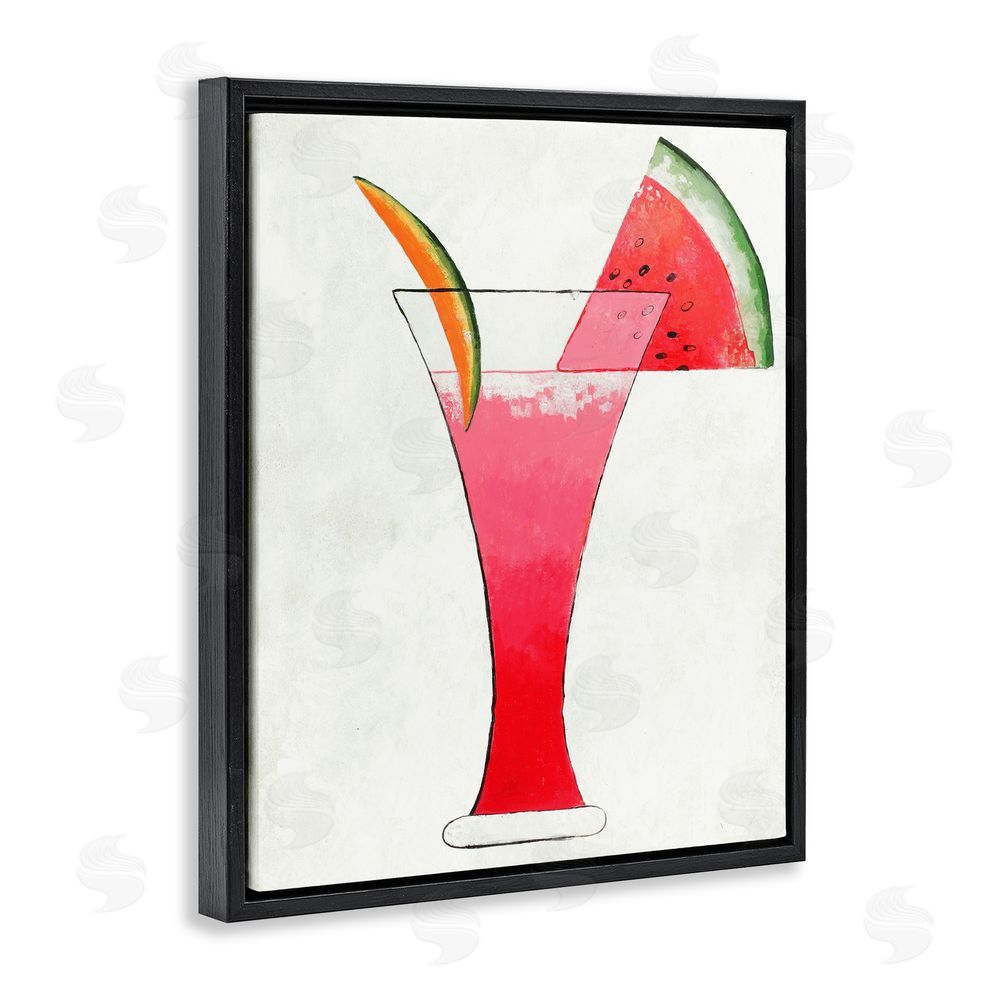 Sundance Graphics Summer Cocktail Watermelon Slice Black Floating Frame Canvas Wall Art Print