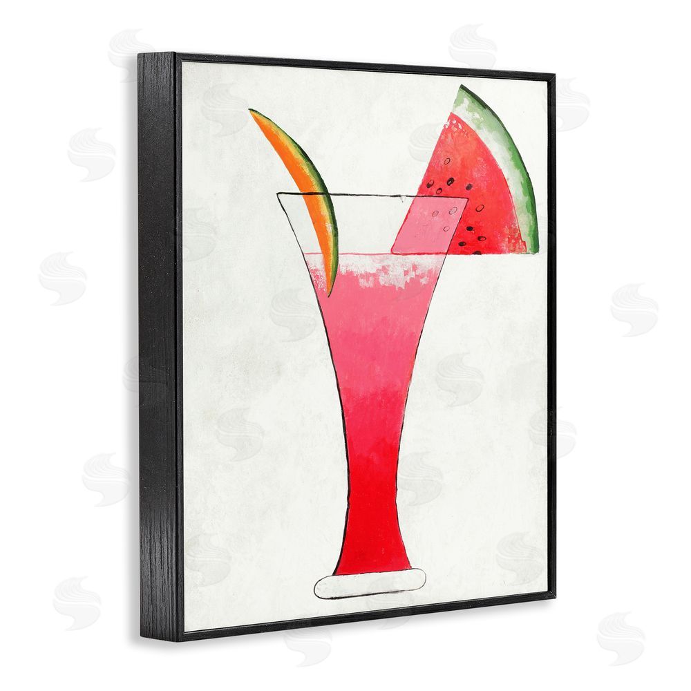 Sundance Graphics Summer Cocktail Watermelon Slice Black Framed Giclee Wall Art Print