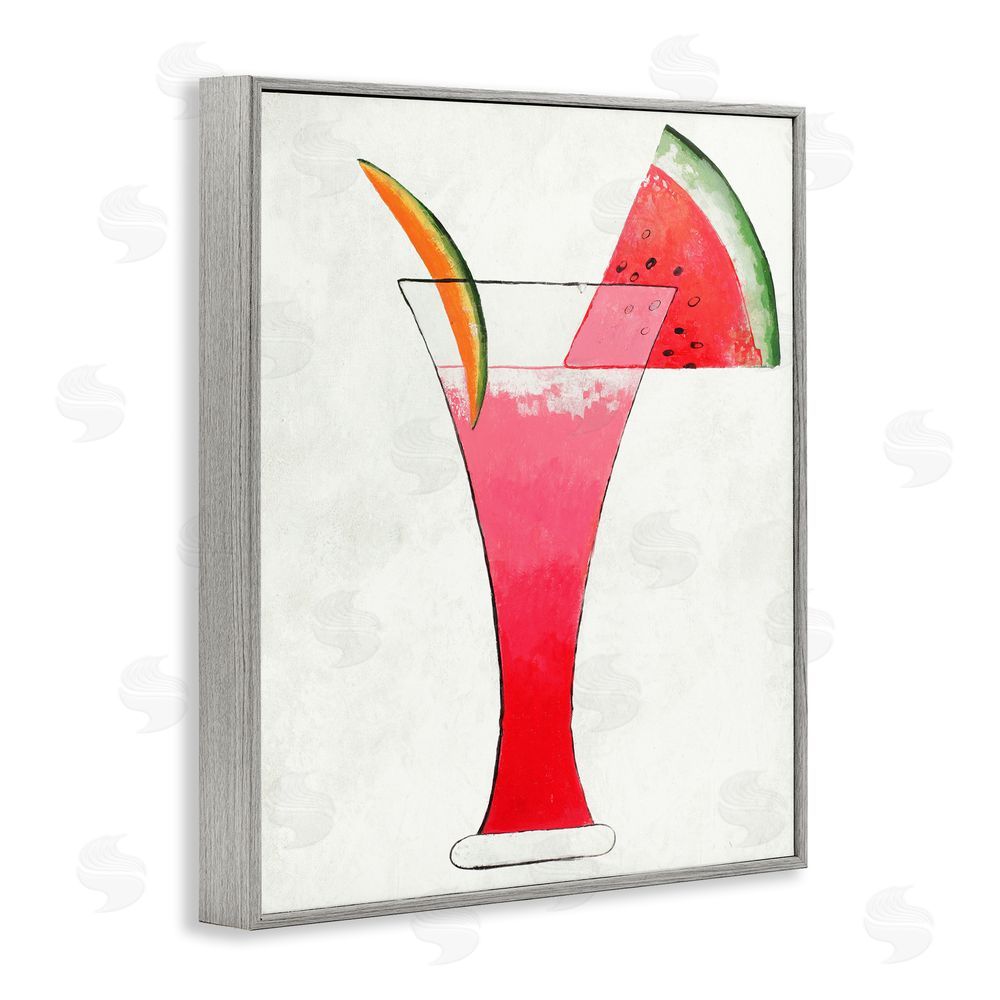 Sundance Graphics Summer Cocktail Watermelon Slice Gray Framed Giclee Wall Art Print