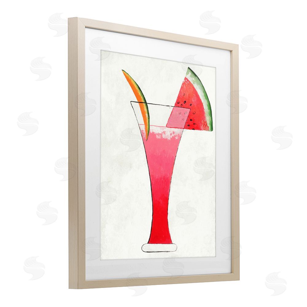 Sundance Graphics Summer Cocktail Watermelon Slice Birch Framed Print Under Glass Wall Art