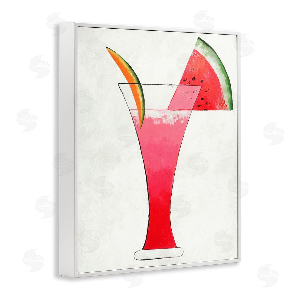 Sundance Graphics Summer Cocktail Watermelon Slice White Framed Giclee Wall Art Print