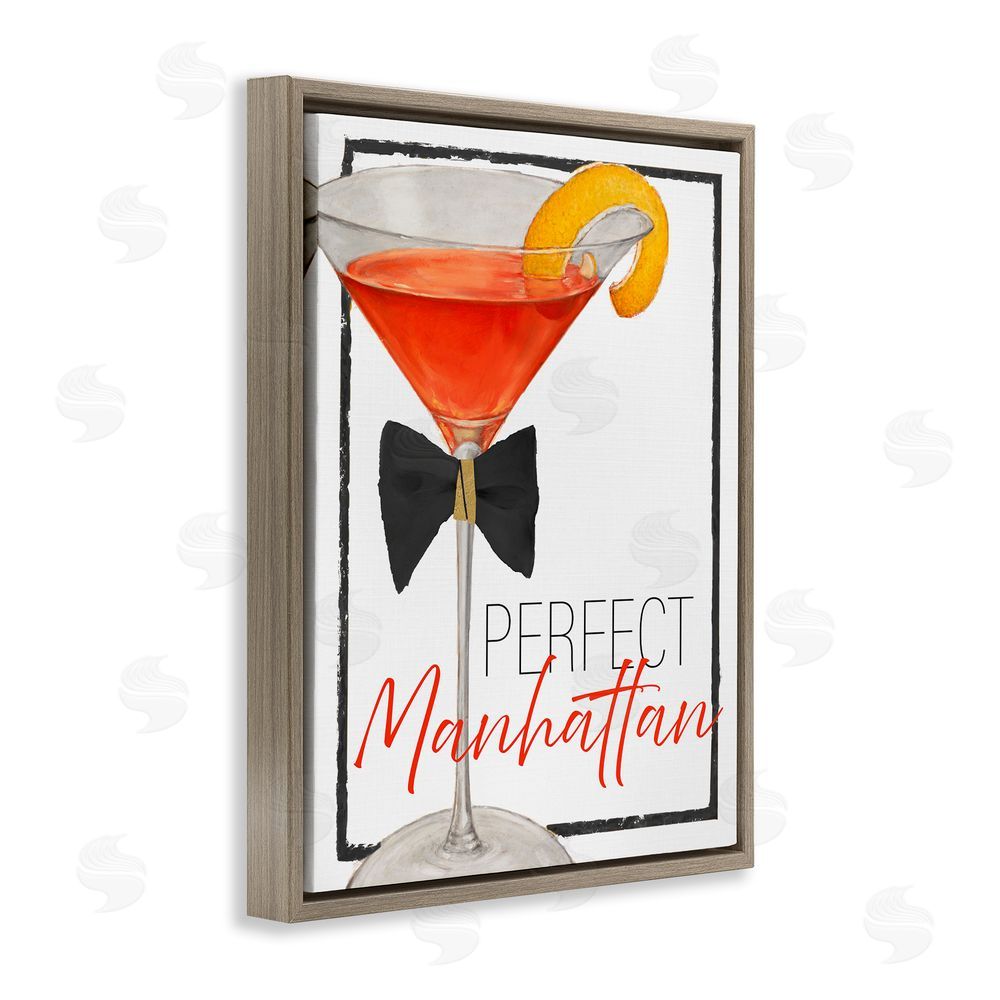 Sundance Graphics Perfect Manhattan Cocktail Brown Floating Frame Canvas Wall Art Print