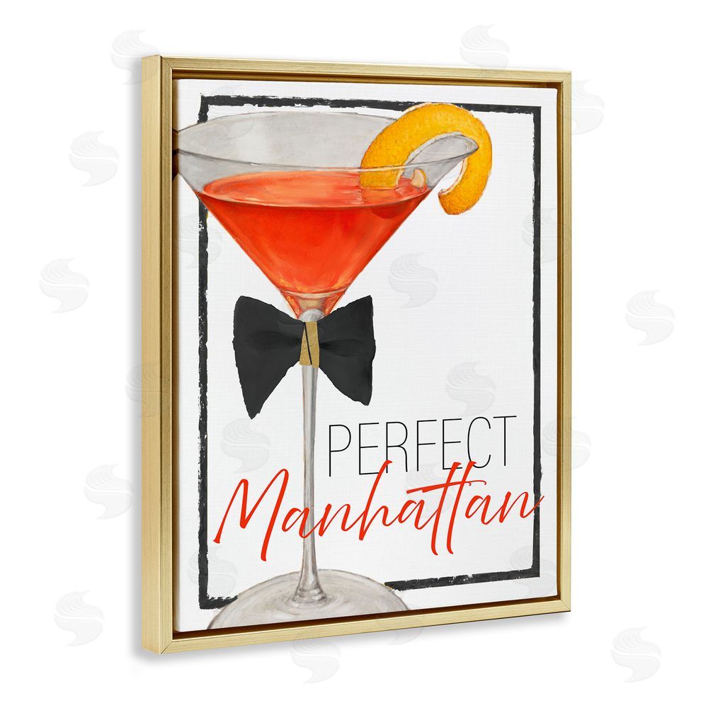 Sundance Graphics Perfect Manhattan Cocktail Gold Floating Frame Canvas Wall Art Print