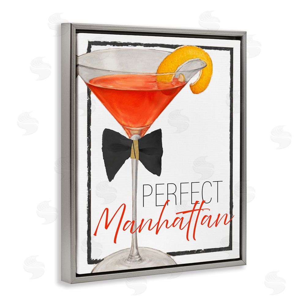 Sundance Graphics Perfect Manhattan Cocktail Gray Floating Frame Canvas Wall Art Print