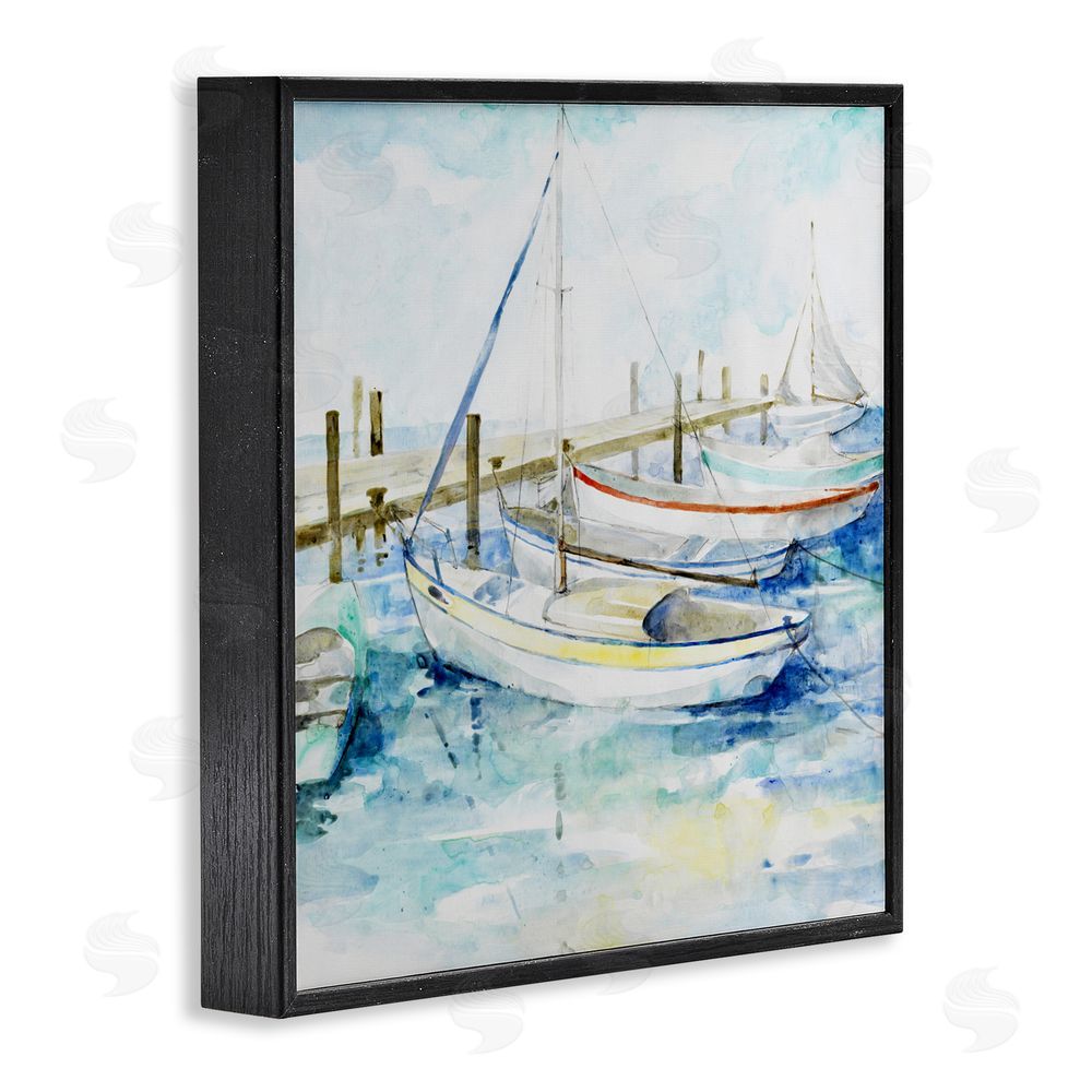 Sundance Graphics Docked Sails on Stormy Seas Black Framed Giclee Wall Art Print