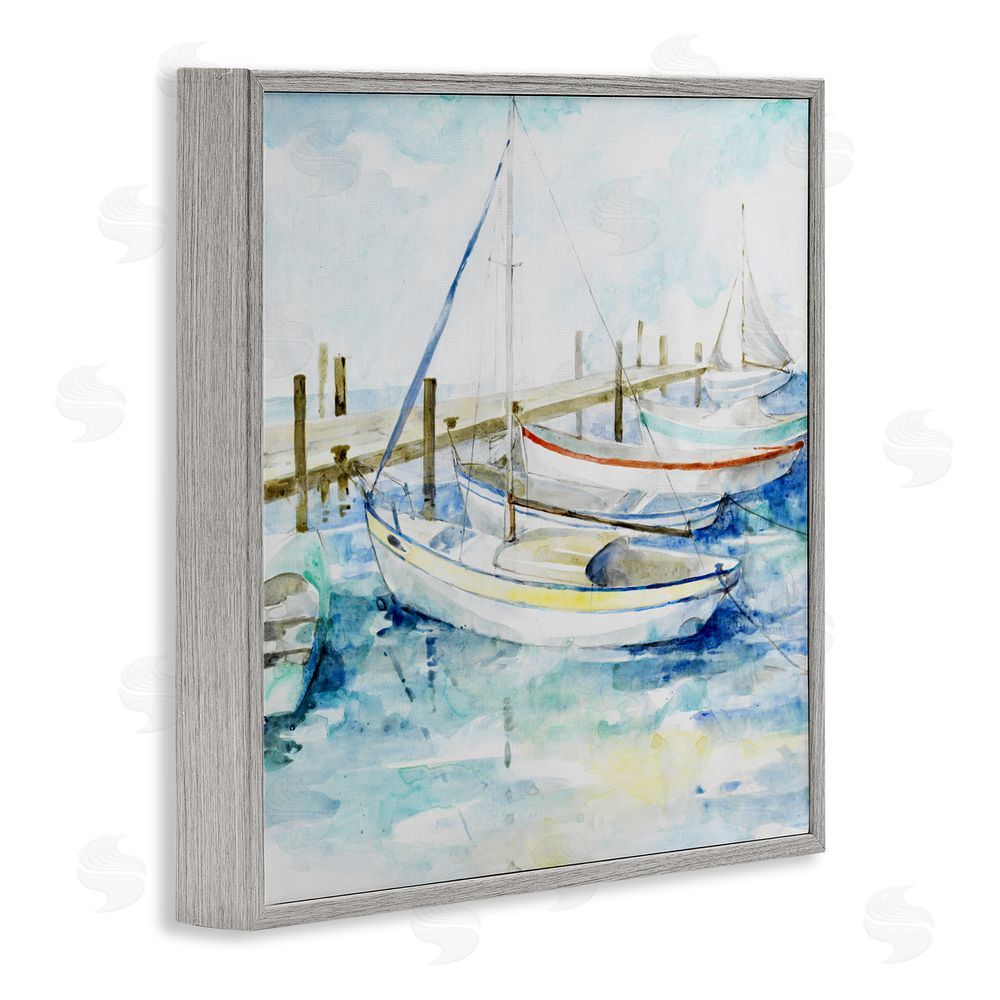 Sundance Graphics Docked Sails on Stormy Seas Gray Framed Giclee Wall Art Print
