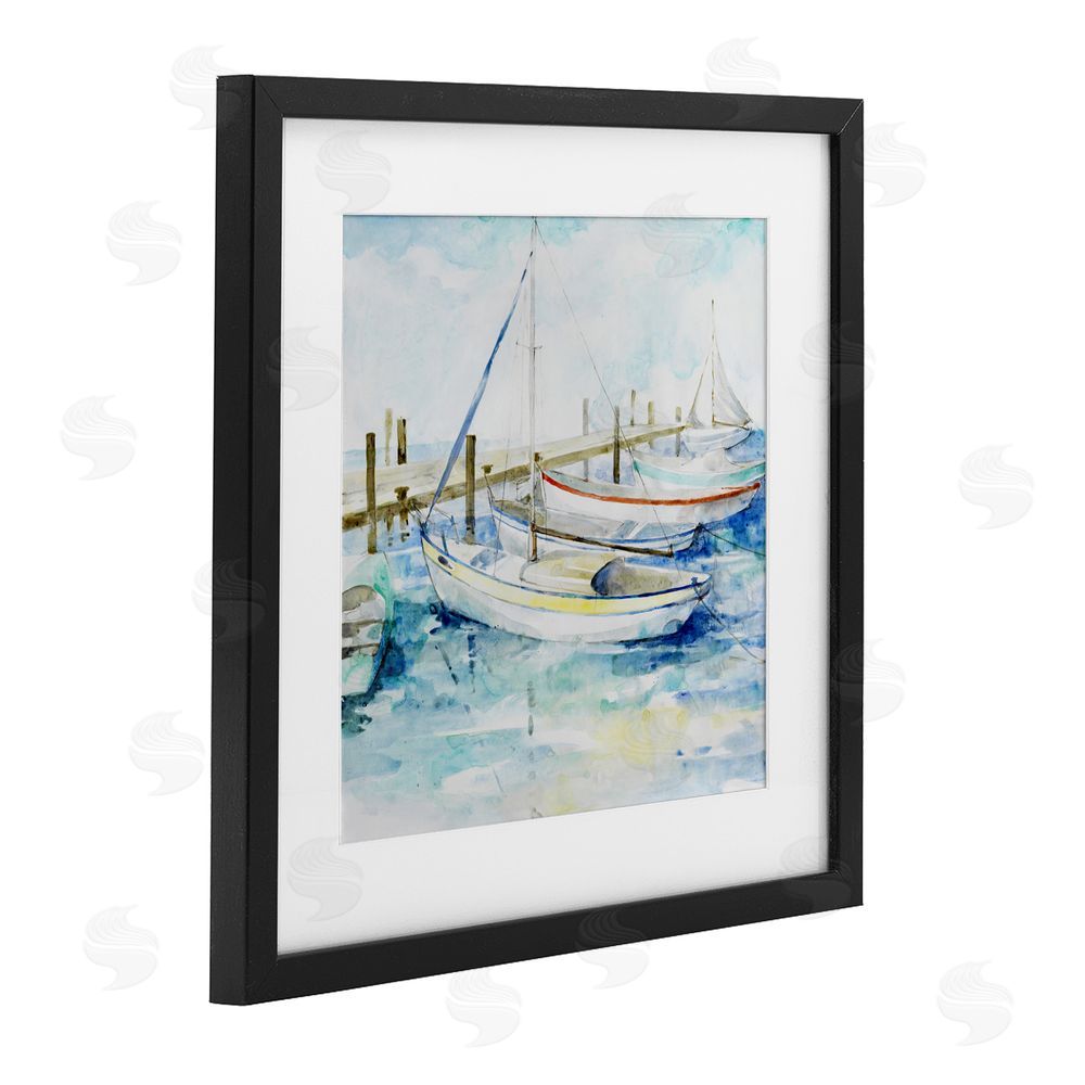 Sundance Graphics Docked Sails on Stormy Seas Black Framed Print Under Glass Wall Art