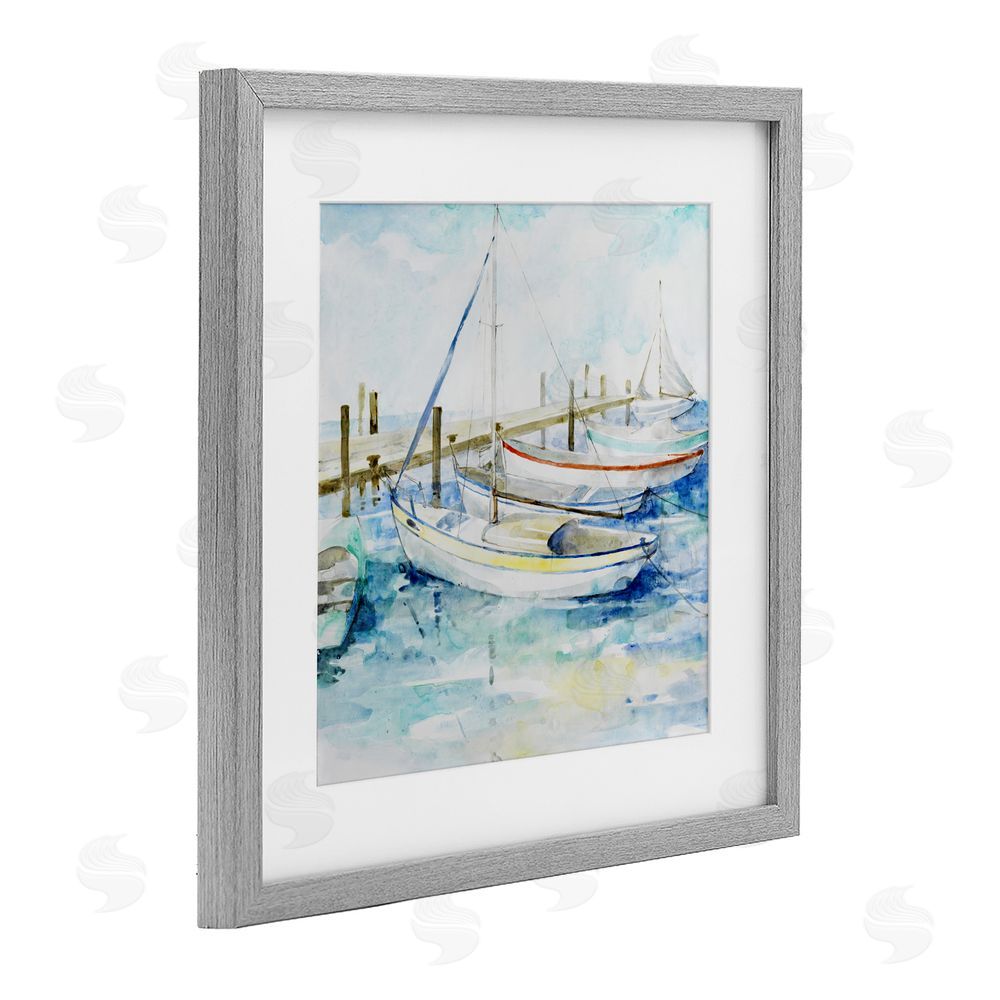 Sundance Graphics Docked Sails on Stormy Seas Gray Framed Print Under Glass Wall Art