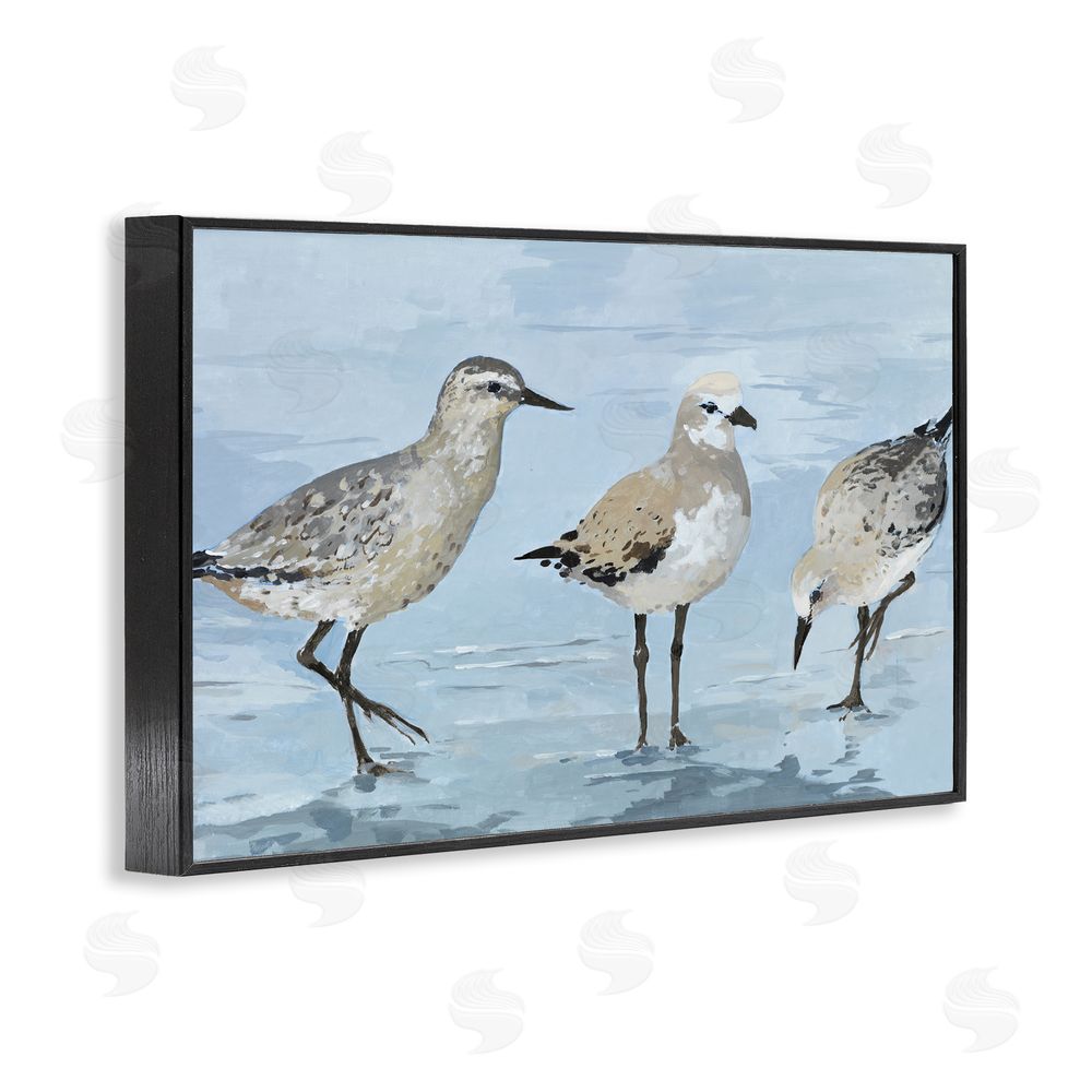 Sundance Graphics Sandpipers Beach Coastal Scene Black Framed Giclee Wall Art Print