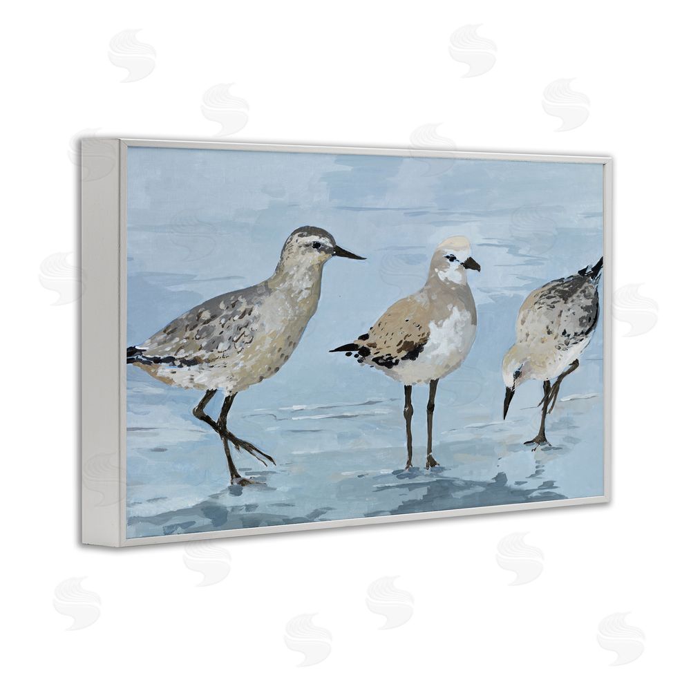 Sundance Graphics Sandpipers Beach Coastal Scene White Framed Giclee Wall Art Print