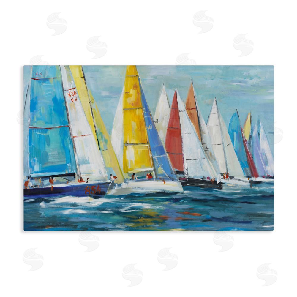Sundance Graphics Colorful Sails Coastal Scene Canvas Wall Art Print