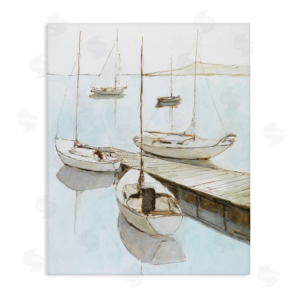 Sundance Graphics Docked Sails Coastal Scene Canvas Wall Art Print