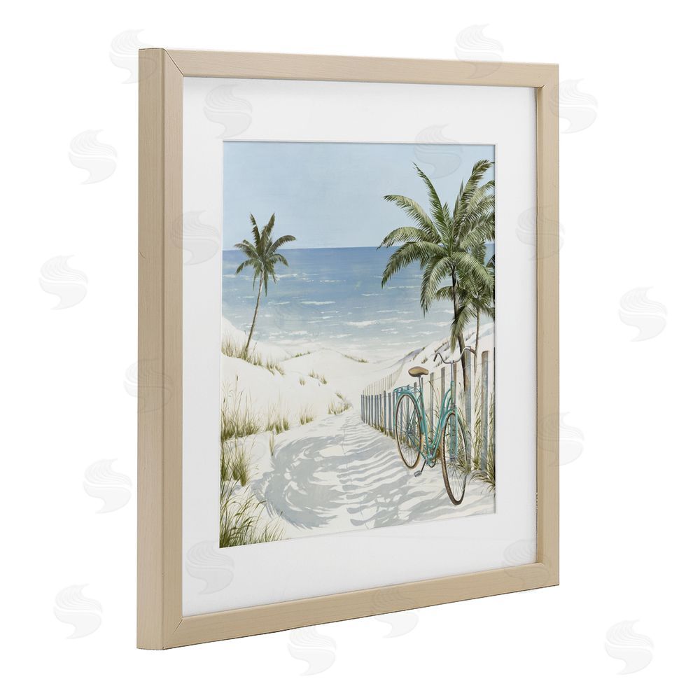 Sundance Graphics Beach Bike Coastal Scene Birch Framed Print Under Glass Wall Art