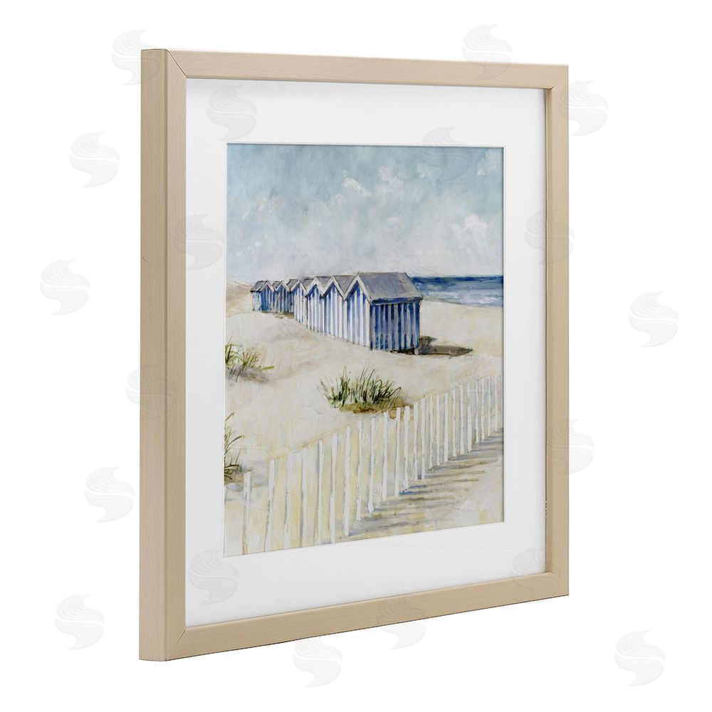 Sundance Graphics Vintage Coastline Nautical Shacks Birch Framed Print Under Glass Wall Art