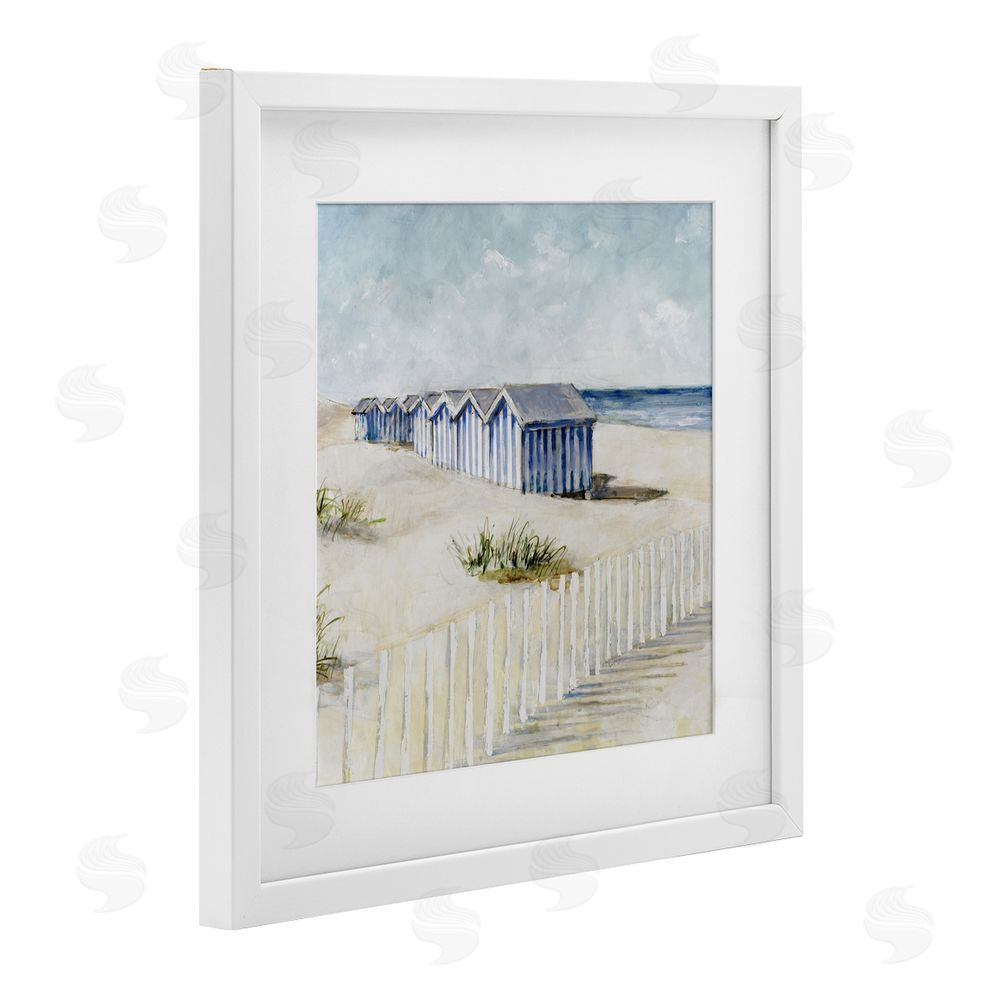 Sundance Graphics Vintage Coastline Nautical Shacks White Framed Print Under Glass Wall Art