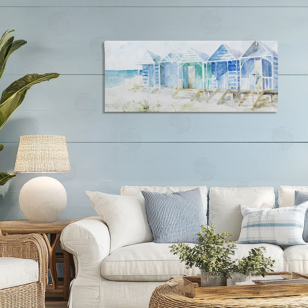 Sundance Graphics Beach Cabins in a Row Canvas Wall Art Print in Room