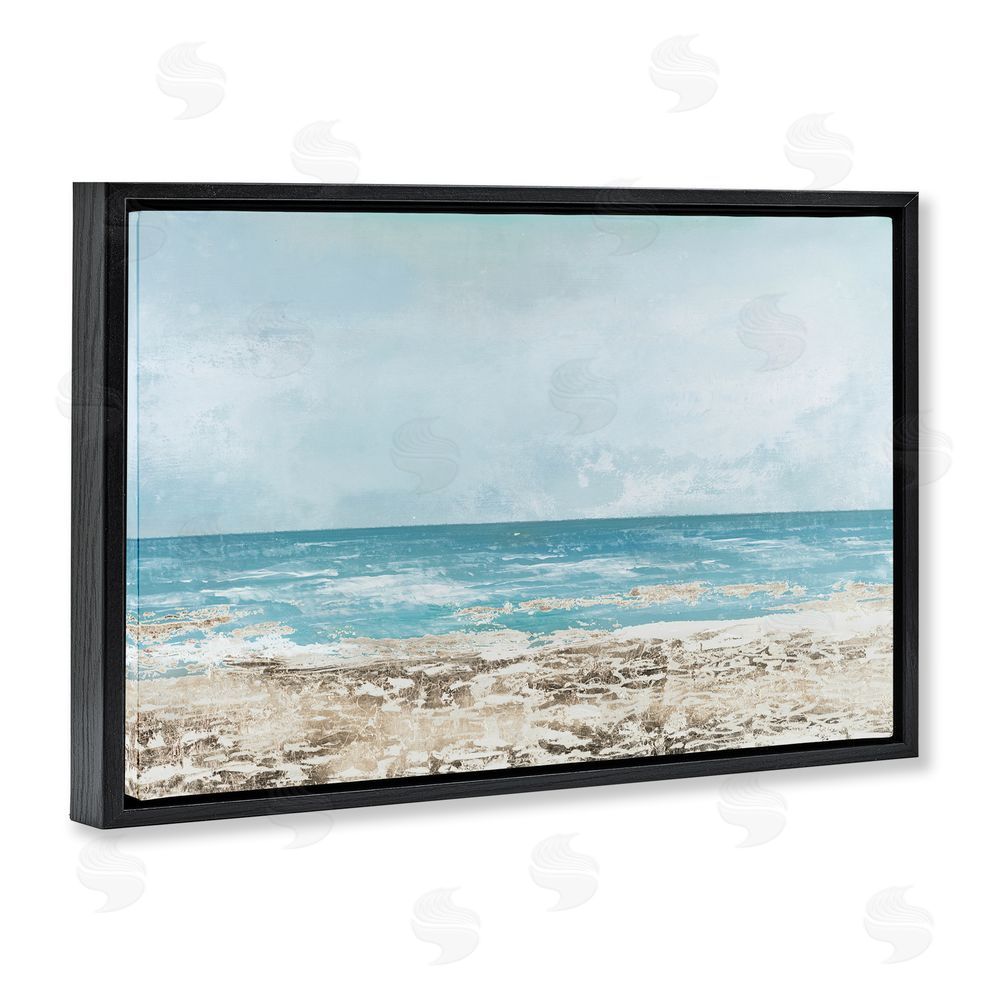 Sundance Graphics Peaceful Mood Coastal Scene Black Floating Frame Canvas Wall Art Print