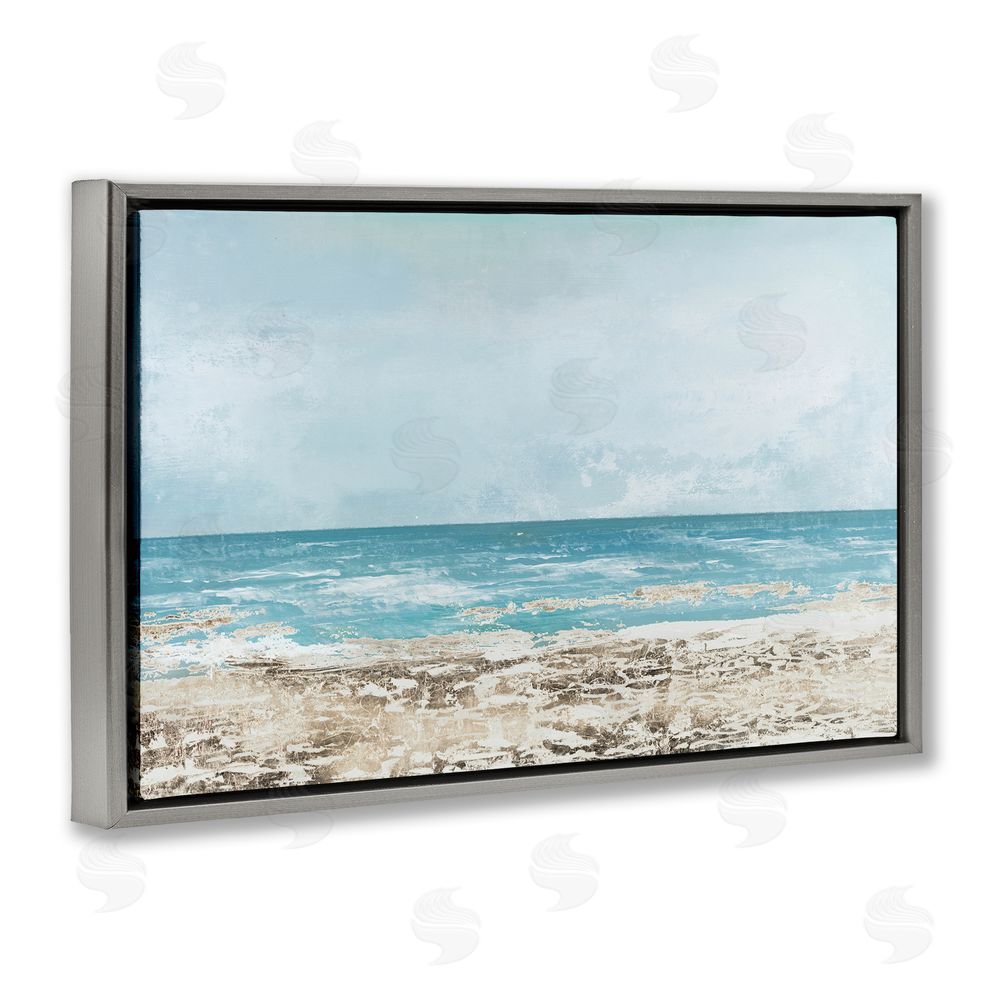 Sundance Graphics Peaceful Mood Coastal Scene Gray Floating Frame Canvas Wall Art Print