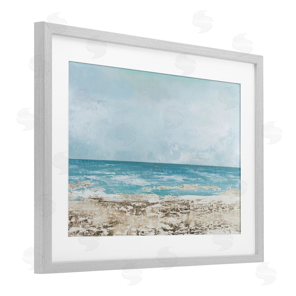 Sundance Graphics Peaceful Mood Coastal Scene Gray Framed Print Under Glass Wall Art