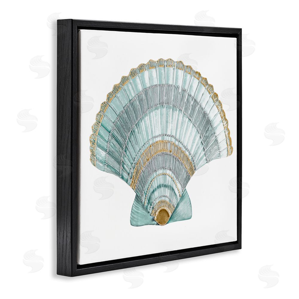 Sundance Graphics Regal Shells Scallop Black Floating Frame Canvas Wall Art Print