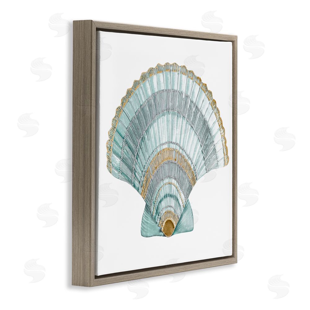 Sundance Graphics Regal Shells Scallop Brown Floating Frame Canvas Wall Art Print