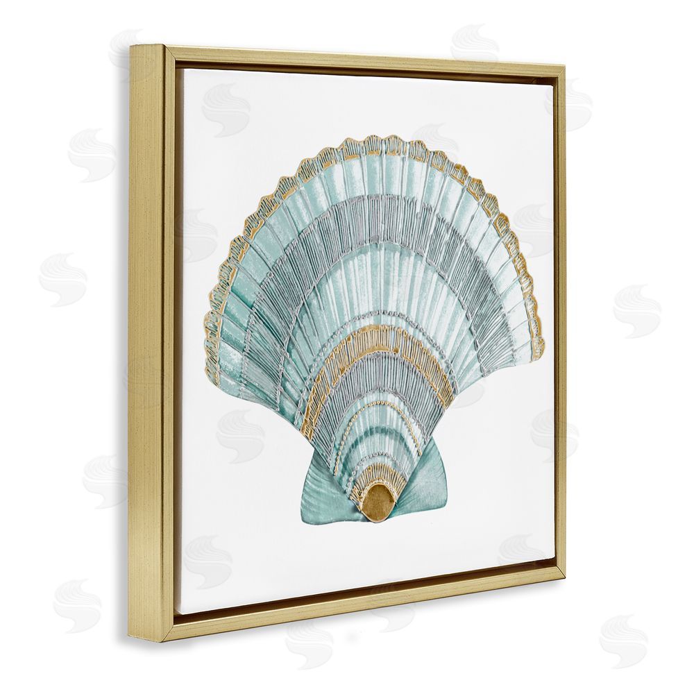 Sundance Graphics Regal Shells Scallop Gold Floating Frame Canvas Wall Art Print