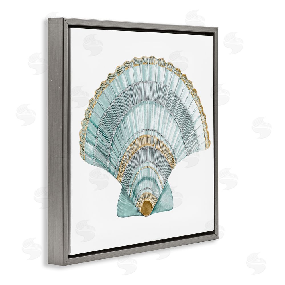 Sundance Graphics Regal Shells Scallop Gray Floating Frame Canvas Wall Art Print