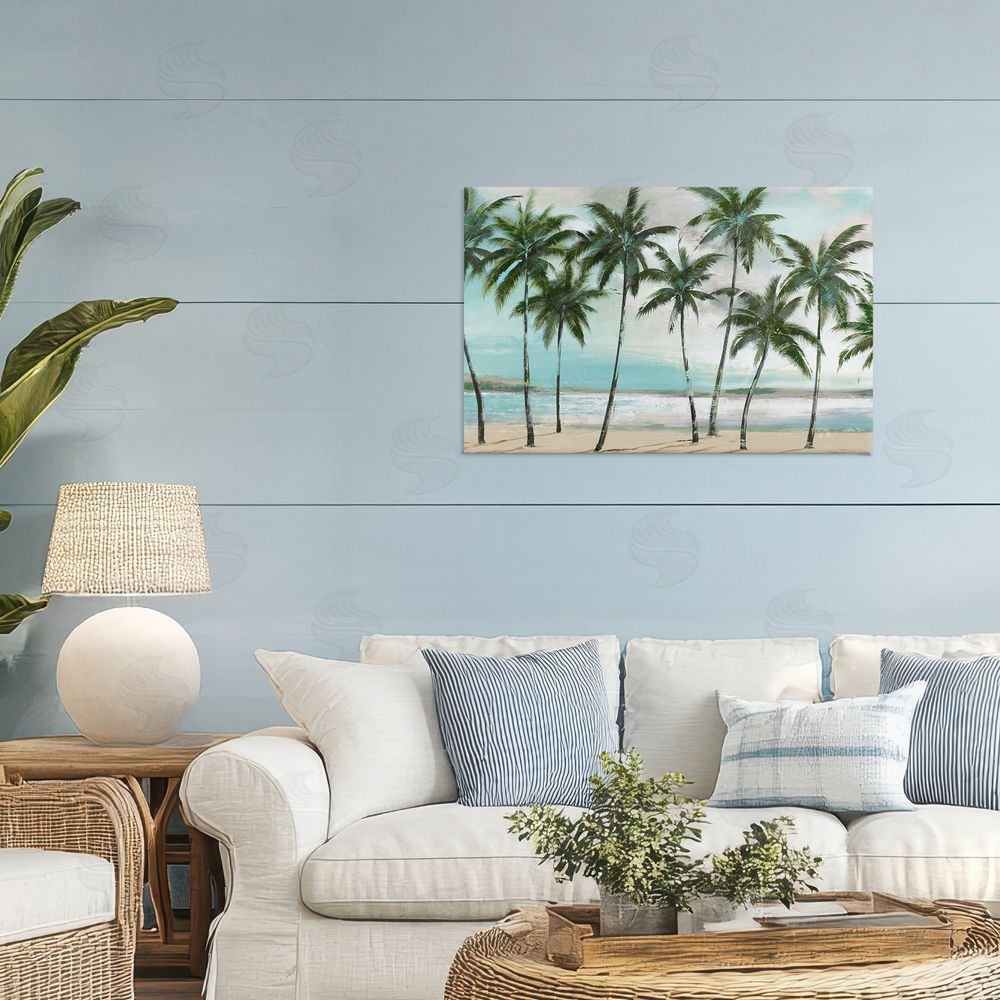 Sundance Graphics Palms in A Row Coastal Canvas Wall Art Print in Room