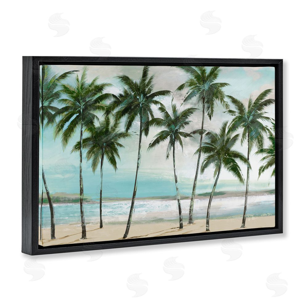 Sundance Graphics Palms in A Row Coastal Black Floating Frame Canvas Wall Art Print