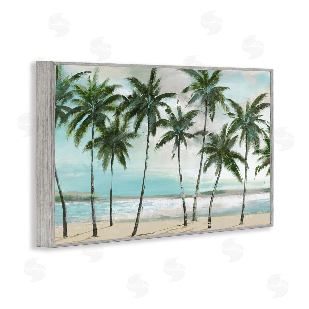 Sundance Graphics Palms in A Row Coastal Gray Framed Giclee Wall Art Print