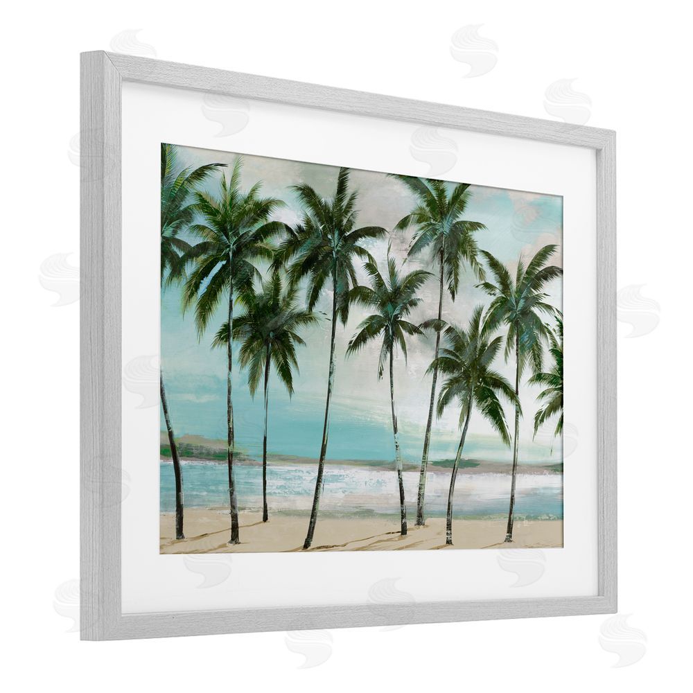 Sundance Graphics Palms in A Row Coastal Gray Framed Print Under Glass Wall Art